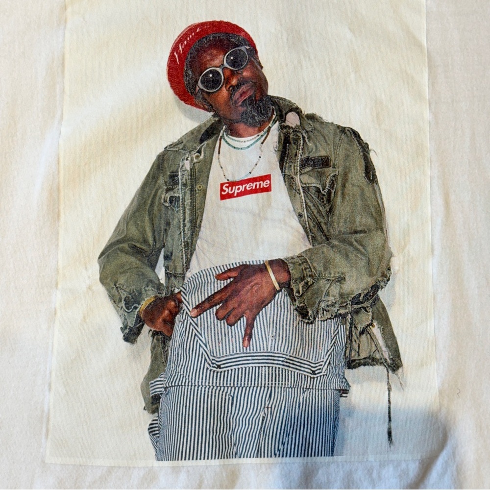 Supreme Andre 3000 White Tee with Red and Green Graphic